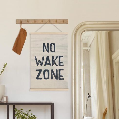 HRQKO No Wake Zone إطار شماعات ملصق، ديكور منزل البحيرة، ديكور البحيرة، فن جدار المحيط البحري مع إطارات خشبية، ديكور جدار الأمواج الأزرق الداكن لغرفة نوم الحضانة الصبي، 12 × 16 بوصة in Saudi Arabia