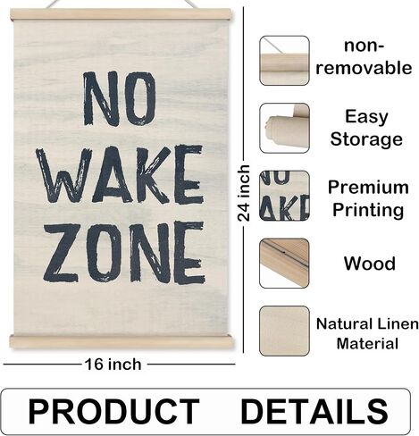 HRQKO No Wake Zone إطار شماعات ملصق، ديكور منزل البحيرة، ديكور البحيرة، فن جدار المحيط البحري مع إطارات خشبية، ديكور جدار الأمواج الأزرق الداكن لغرفة نوم الحضانة الصبي، 12 × 16 بوصة in Saudi Arabia