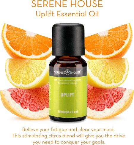 Serene House Apothecary Aromatherapy Essential Oil Collection for Diffusers - Scents to Promote Relaxation and Positivity, 100% Natural, Water Compatible for Home Use - Gift Set of 3, 15ml Bottles in Saudi Arabia