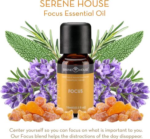 Serene House Apothecary Aromatherapy Essential Oil Collection for Diffusers - Scents to Promote Relaxation and Positivity, 100% Natural, Water Compatible for Home Use - Gift Set of 3, 15ml Bottles in Saudi Arabia