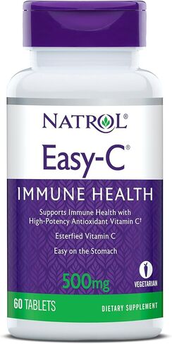 Natrol Easy-C Immune Health، مكمل غذائي، يدعم صحة المناعة بفيتامين C والبيوفلافونويد، كبسولات نباتية، 500 مجم، 120 قطعة in Saudi Arabia
