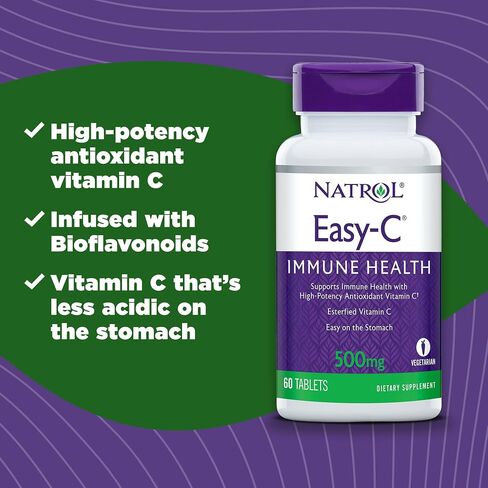 Natrol Easy-C Immune Health، مكمل غذائي، يدعم صحة المناعة بفيتامين C والبيوفلافونويد، كبسولات نباتية، 500 مجم، 120 قطعة in Saudi Arabia