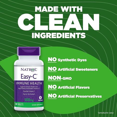 Natrol Easy-C Immune Health، مكمل غذائي، يدعم صحة المناعة بفيتامين C والبيوفلافونويد، كبسولات نباتية، 500 مجم، 120 قطعة in Saudi Arabia