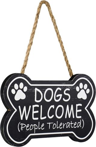 SANY DAYO HOME Crazy Dogs Live Here Do Not Knock They Will Bark I Will Yell Funny Dog Signs 11 x 8 inches Wood Plaque with Hanging Rope for Front Door and Wall Decor in Saudi Arabia