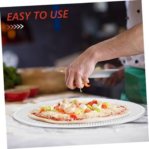LIFKOME Piercing Tools Pizza Screen Rack 18 Inch Non-stick Pizza Pan Pizza Baking Aluminum Baking Pans Baking Screen for Oven Pizza Board Perforated Pizza Silver Suit Cooking Pot With Hole in Saudi Arabia
