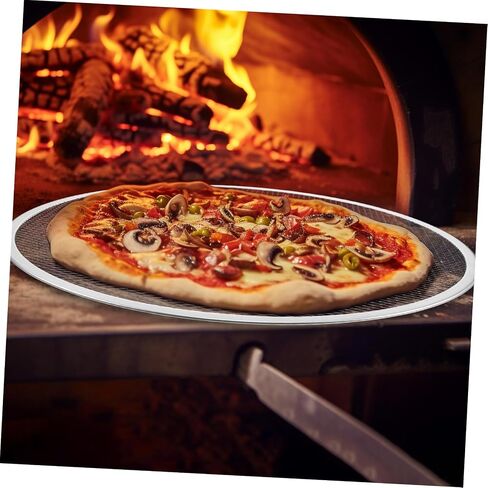 LIFKOME Piercing Tools Pizza Screen Rack 18 Inch Non-stick Pizza Pan Pizza Baking Aluminum Baking Pans Baking Screen for Oven Pizza Board Perforated Pizza Silver Suit Cooking Pot With Hole in Saudi Arabia