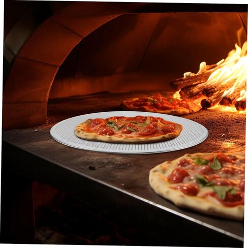 LIFKOME Piercing Tools Pizza Screen Rack 18 Inch Non-stick Pizza Pan Pizza Baking Aluminum Baking Pans Baking Screen for Oven Pizza Board Perforated Pizza Silver Suit Cooking Pot With Hole in Saudi Arabia