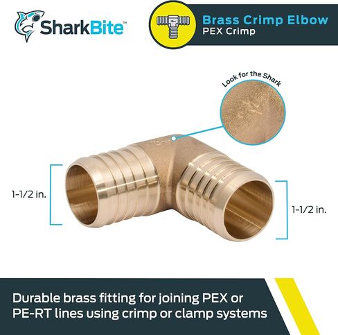 SharkBite 1-1/4 Inch Crimp 90 Degree Elbow, Brass Plumbing Fitting, PEX Pipe, PE-RT, UC0235 in Saudi Arabia