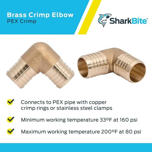 SharkBite 1-1/4 Inch Crimp 90 Degree Elbow, Brass Plumbing Fitting, PEX Pipe, PE-RT, UC0235 in Saudi Arabia