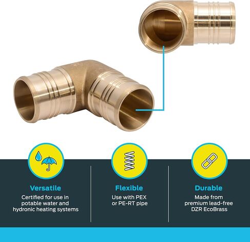 SharkBite 1-1/4 Inch Crimp 90 Degree Elbow, Brass Plumbing Fitting, PEX Pipe, PE-RT, UC0235 in Saudi Arabia