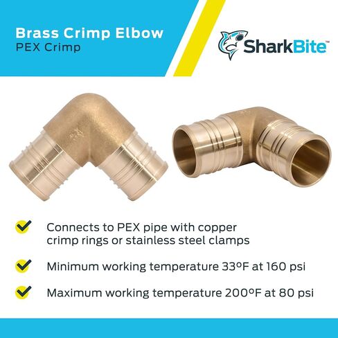 SharkBite 1-1/4 Inch Crimp 90 Degree Elbow, Brass Plumbing Fitting, PEX Pipe, PE-RT, UC0235 in Saudi Arabia