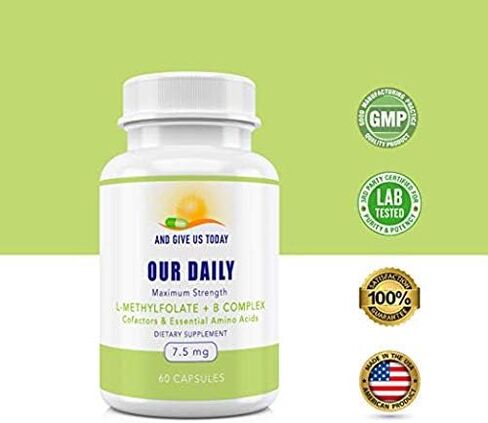 لدينا Daily Vites L-Methylfolate 15 MG B Complex Balance 5 MTHF حمض الفوليك النشط، ميثيل B12، B9، B6، B2 صحة الدماغ والقلب والجنين، غير معدل وراثيًا، 60 عددًا لمدة شهرين in Kuwait