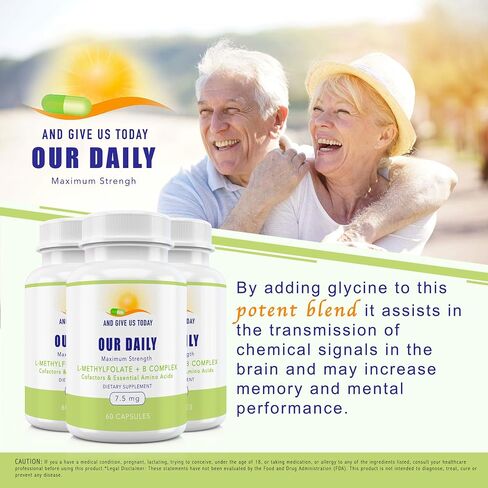 لدينا Daily Vites L-Methylfolate 15 MG B Complex Balance 5 MTHF حمض الفوليك النشط، ميثيل B12، B9، B6، B2 صحة الدماغ والقلب والجنين، غير معدل وراثيًا، 60 عددًا لمدة شهرين in Kuwait