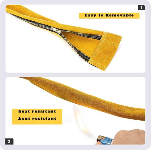 TIG Welding Torch Cable Cover/Sleeves inchzx Flame-Resistant Cowhide Leather Kevlar Stitched,MIG/Plasma Cable Sleeves Tig Cover,137 Inch (Yellow) in Saudi Arabia