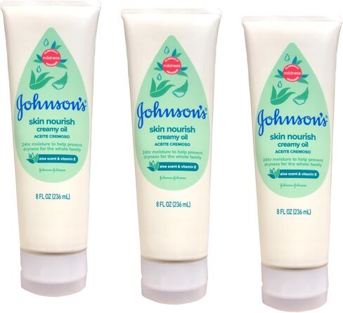 Johnsons Baby Creamy Oil Aloe Vera & Vitamin-E 8 Ounce (236ml) (3 Pack) in Saudi Arabia