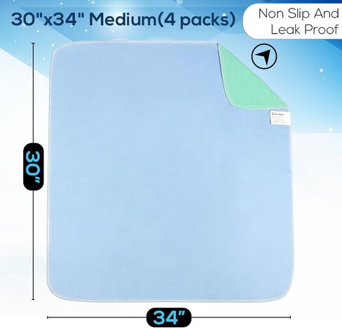 وسائد سفلية قابلة للغسل من SIMPLI-MAGIC، مقاس 76.2 سم × 86.36 سم (عبوة من 4 قطع) - وسادات شديدة الامتصاص وقابلة لإعادة الاستخدام لسلس البول للأطفال والبالغين وكبار السن والحيوانات الأليفة - وسادة واقية مقاومة للماء للسرير والأريكة والأريكة والأرضية in Kuwait