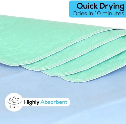 وسائد سفلية قابلة للغسل من SIMPLI-MAGIC، مقاس 76.2 سم × 86.36 سم (عبوة من 4 قطع) - وسادات شديدة الامتصاص وقابلة لإعادة الاستخدام لسلس البول للأطفال والبالغين وكبار السن والحيوانات الأليفة - وسادة واقية مقاومة للماء للسرير والأريكة والأريكة والأرضية in Kuwait