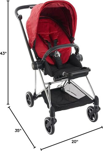 Cybex Mios 2 Complete Stroller, One-Hand Compact Fold, Reversible Seat, Smooth Ride All-Wheel Suspension, Extra Storage, Adjustable Leg Rest, XXL Sun Canopy, in Fancy Pink with Chrome/Black Frame in Saudi Arabia