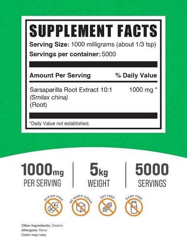 BulkSupplements.com مسحوق مستخلص جذور نبات السارساباريلا - مكمل نبات السارساباريلا، جذر نبات السارساباريلا - عشبي وخالي من الغلوتين، 1000 مجم لكل وجبة، 250 جم (8.8 أونصة) (عبوة من قطعة واحدة) in Saudi Arabia
