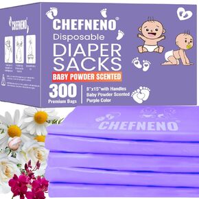 Disposable Diaper Bags (600 ct.) Cherry Blossom Scented Easy Tie Handles Scented Bulk Diaper Sacks Disposable Dog Waste Bags Poop Waste Bags Cat Litter Waste Bags (Cherry Blossom, 600 Bags)