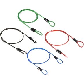 PATIKIL Security Steel Cable 2.5mm x 1m/3.28ft Coated Luggage Lock Wire Rope with Double Loop Black, Green, Blue, Red 4 Pack