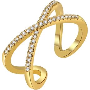 MUNIGSMUR 18K Gold Plated Rings for Women and Teen Girls Non Tarnish Cubic Zirconia Fidget Ring Butterfly/Snake/Mesh/Cross/Crown Knuckle Ring Open Adjustable Statement Stacking Chunky Rings