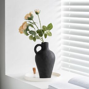 Ceramic Vase for Decor,Vases for Pampas Grass,Modern Abstract Vases for Home Decor,for Modern Table, Bookshelf, Coffee Table Decor, Black Vases Home Decor. (Black)