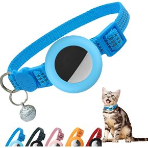 AirTag Cat Collar 1Pack,Breakaway Kitten Collar with Apple Airtag Holder,Refletive Kitty Collar with Bell and Airtag Case for Girl Boy Cats,Cute Pattern and Lightweight(Black)