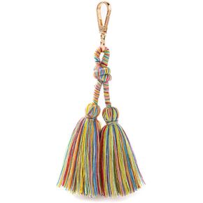QTMY Colorful Tassel Bag Charm for Women,Layered Tassel Keychain Keyring Purse Handbag Decor Pendant (9)