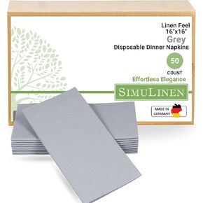 SimuLinen Olive Green Dinner Napkins Paper Disposable & Decorative – Dinner Napkins with Linen-Feel, Cloth-Like & Kosher for Passover, Easter, Weddings, Shower Napkins – Size: 16"x16" – Box of 50