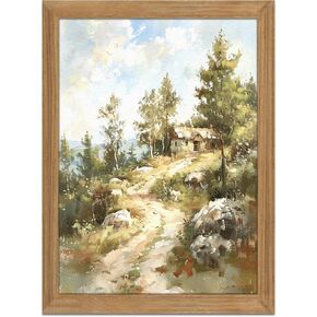 AKWISH Vintage Framed Wall Art - 3D Textured Classical Style Moth Pictures Wall Decor - Hand Drawn Flowers Nature Art Painting for Living Room Bedroom Home Decor 12x16in