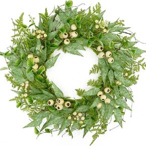 WreathDream Green Eucalyptus Wreath Winter Spring Summer Wreath with Eucalyptus Leaves,Berries, Dry Vine Branches, Ferns for Front Door Farmhouse Indoor Outdoor Festival Farmhouse Porch Home Decor