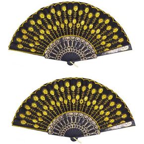 12 Pack Spanish Folding Hand Fan, Flower Dancing Fans,Summer Handheld Folding Fans Party Favors for Girls Women,Black
