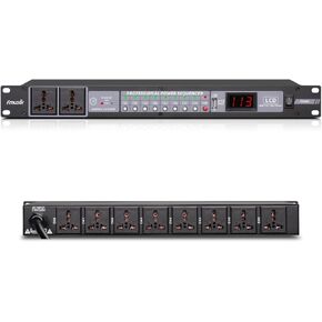 10-Outlet Power Sequencer Conditioner, 3000W Rack Power Conditioner with Independent Power Switch Surge Protector LCD Display, Ideal for Studio and Home Theater Sound System