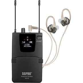 Wireless in-Ear Monitor System, IEM System Mono with Metal Transmitter, Bodypack Receiver Monitor Earphones, 85 Adjustable Frequencies 262ft Operation for Bands, Studio & Events