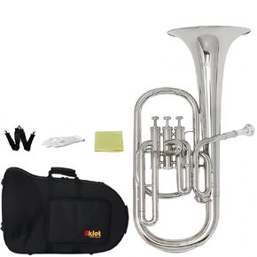 Aklot وسيط Eb نيكل ألتو هورن مطلي بالفضة مكبس من الفولاذ المقاوم للصدأ مع علبة للتعليم الموسيقي in Kuwait