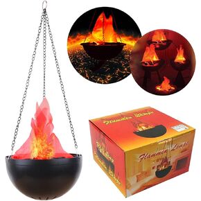 YANGVVIA 3D Fake Fire Light, Hanging Flame Light, Artificial LED Silk Flame Stage Effect Light Realistic Campfire Lamp Prop Flame Light for Halloween, Festival, Party, Night Club, Theater Effects