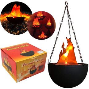 3D Fake Fire Light,Hanging LED Flame Light,Artificial LED Silk Flame Stage Effect Light Realistic Campfire Lamp Prop Flame Light for Halloween,Christmas,Festival,New Year, Party,Night Club Decor