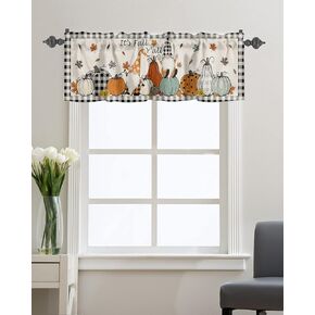 Chucoco Rod Pocket Window Valances Halloween Gnome Pumpkin Black Cat Spiders Short Curtain Valance Kitchen Printed Drapes for Bedroom Bathroom Living Room Windows Decor Horror Castle Bat Dead Trees