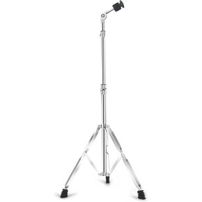 Straight Cymbal Stand, Adjustable Drum Hardware Percussion Mount Holder Gear Set for Mounting Crash, Ride, Splash Cymbals, Double Braced Legs with Rubber Feet, Silver