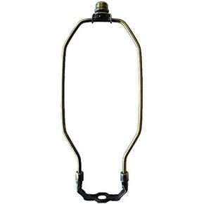 Complete Lamp Harp Set (1 Pack) - Antique Brass 9" Harp (Suitable for a 10" to 11" Lampshade) - Includes Harp, Saddle Holder Base & Finial - Harp Converter For Table and Floor Lamps