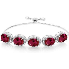 Gem Stone King 925 Sterling Silver London Blue Topaz Tennis Bracelet For Women (12.30 Cttw, Oval 9X7MM, Gemstone November Birthstone, Fully Adjustable Up to 9 Inch)