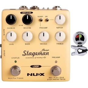 Briskdrop NUX Stageman Floor Acoustic Preamp/DI Pedal Bundle with Silver Snark Tuner StagemanBundle