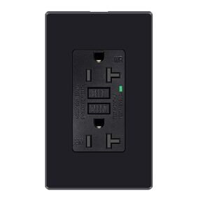 Black GFCI Outlet 20 Amp,KCMYTONER 3PK Black GFCI Outlet Weather Resistant,Black GFCI Outlets Receptacle with LED Indicator, 125 Volt,ETL Certified,Wallplate and Screws Included