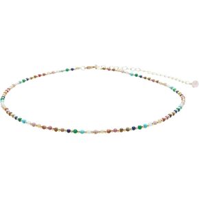 OSIRIDEH2 Boho 7 Chakra Natural Stone Jaspers Tube Beads Choker Necklace, Beaded Gemstone Necklace for Women, Colorful Boho Bead Choker Necklace Natural Stone Beach Necklace, chakra necklace