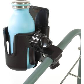 حامل أكواب بحامل ميكروفون من فابريكو مع حامل هاتف، حامل هاتف 2 في 1 أيضًا لعربة الأطفال والدراجة والكرسي المتحرك والمشاية والسكوتر وجهاز المشي وعربة الجولف وعربة التسوق وكرسي الشاطئ. in Kuwait