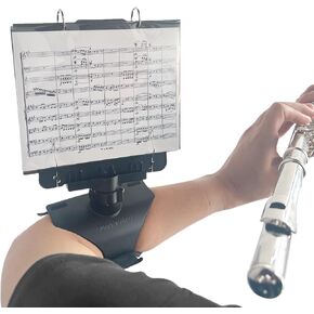 Marching Lyre MB-FP10, Adjustable Marching Band Music Lyre for Flute and Piccolo with 10 Pages, Holds 20 Sheets of Music