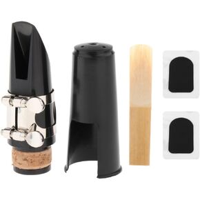 Clarinet Mouthpiece Kit with Metal Ligature, One Bb Clarinet 2.5 Strength Reeds and Plastic Cap for Clarinet Mouthpiece Woodwinds Instrument