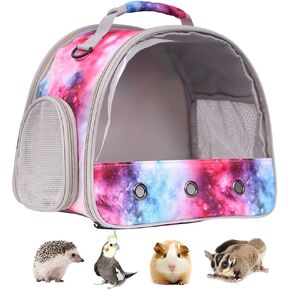 Guinea Pig Carrier Travel Cage for 2, Bearded Dragon Small Animal Travel Carrier for Hamster Birds, Portable with Clear Window Transparent View Vet Bag (Carrier - Blue)