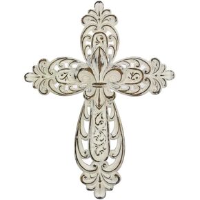 Comfy Hour Faith and Hope Collection Hollow Turquoise Wall Cross, White, Antique Style